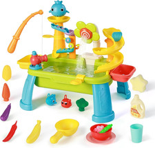 Upgraded Toddler Sand Water Table Toy with Electric Water Pump, Kids Sand Water