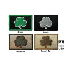 2x3 Morale Patch Clover Shamrock 100% Embroidered Hook Back USA Made