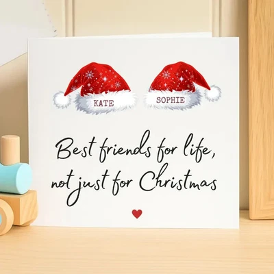 HANDMADE Best Friend Christmas Card, Friend Card, Friendship Card for Christmas, Friends