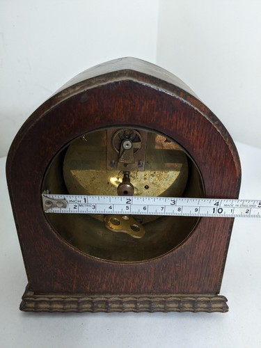 Edwardian Lancet Beehive Wooden Mantel Clock Running but tatty SPARES / REPAIRS - Picture 12 of 12