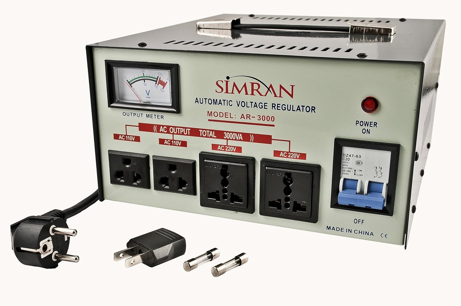 Convertidor de voltaje Simran AR-3000 3000 vatios y regulador de voltaje automático