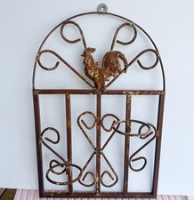 Vintage Rustic Iron Rooster Planter Wall Moun...
