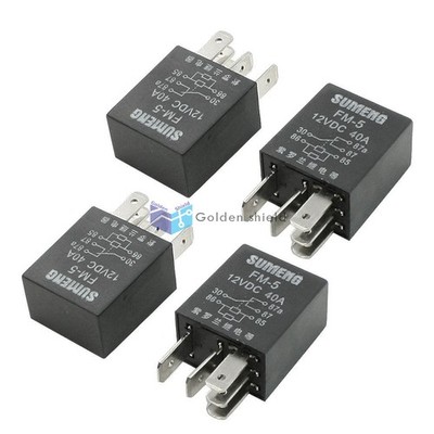 4 PCS Voltage Vehicle Car Audio Alarm 5 Pin SPDT Black Relay 40A DC12V Kd #ac