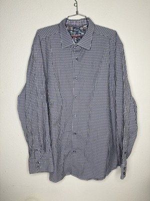 Robert Graham Shirt Mens 4XL Purple Plaid Flip Cuff Long Sleeve