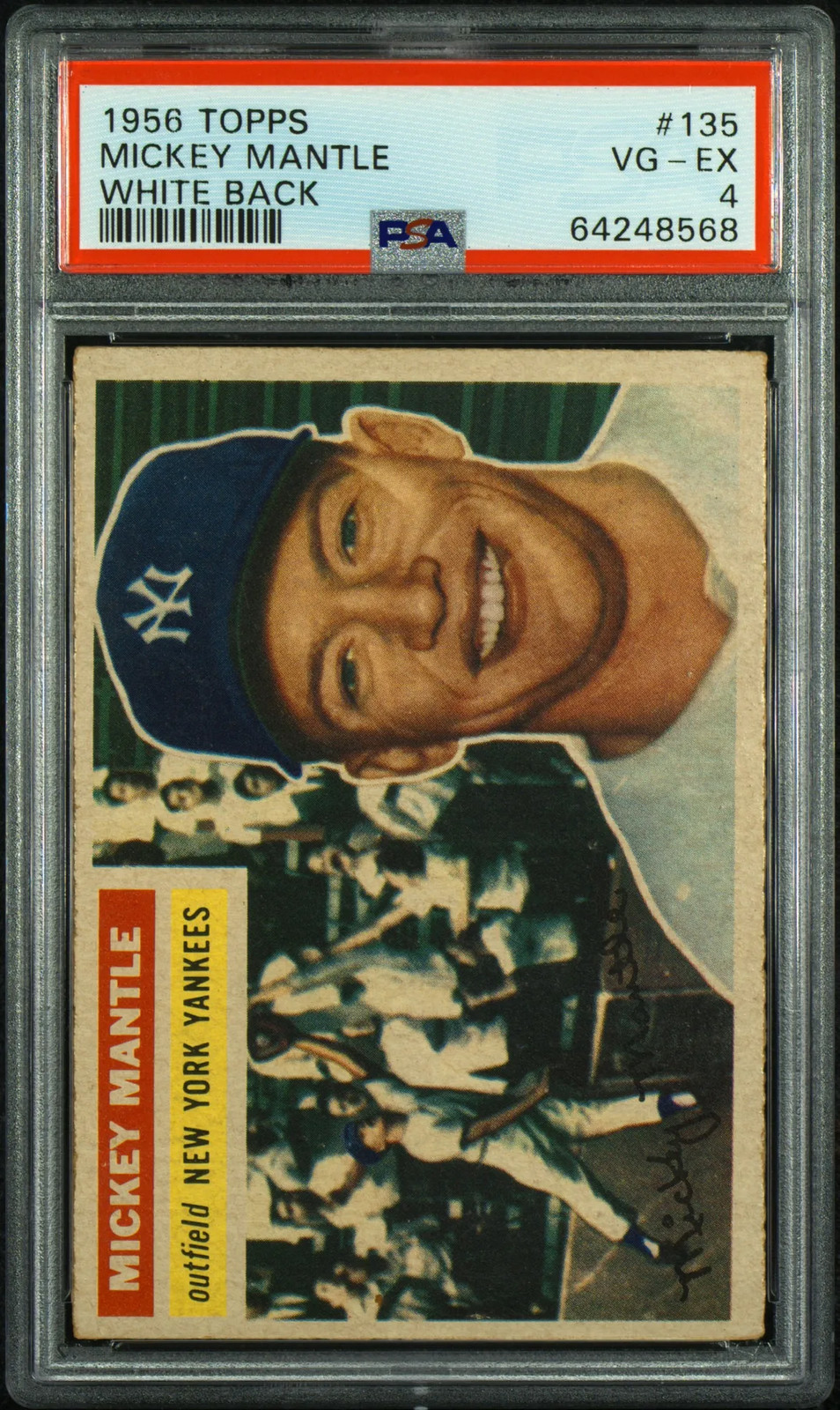 1956 Topps Mickey Mantle #135 White Back PSA 4