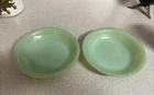 Vintage Lot of 2 Fire-King Jadeite Jane Ray 7.5” Flat Soup Bowls