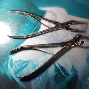 W.I. Cook Memorial Hospital vintage dental cutting tools Lot of 2 chrome plated 