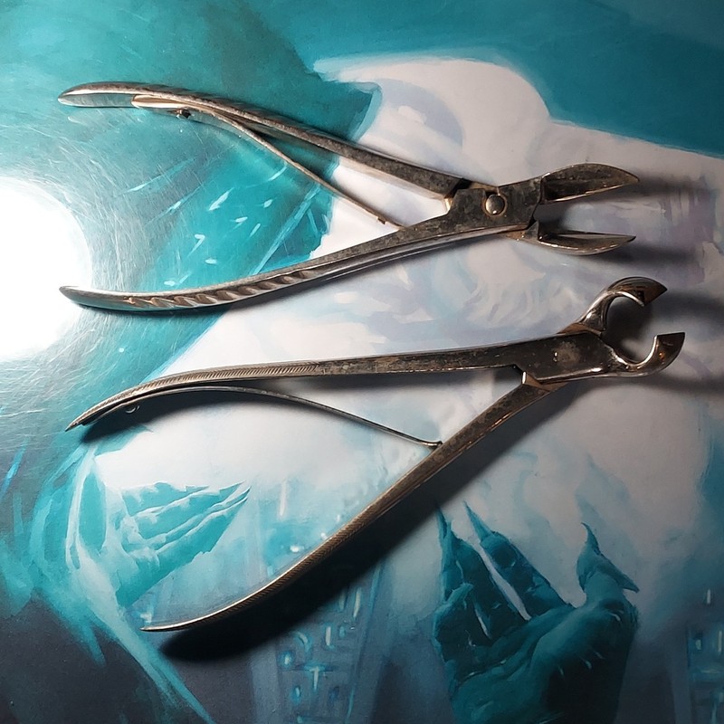 W.I. Cook Memorial Hospital vintage dental cutting tools Lot of 2 chrome plated 