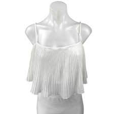Princess Polly White Sleeveless Pleated Ruffle Scoop Neck Camisole Crop Top 12