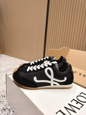 Loewe ballet runner black and white nylon suedesports shoes LBR 2282X36-1102
