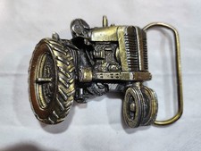 VTG 1981 Brass 3D Tractor Belt Buckle Great American Buckle Chicago 248 USA