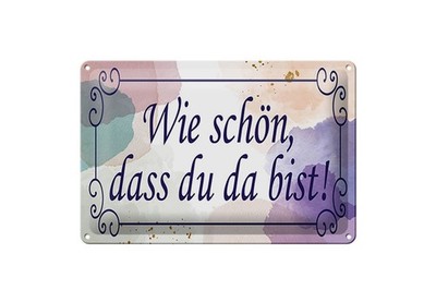 Blechschild 20x30cm gewölbt wie schön dass du da bist Deko Geschenk Schild