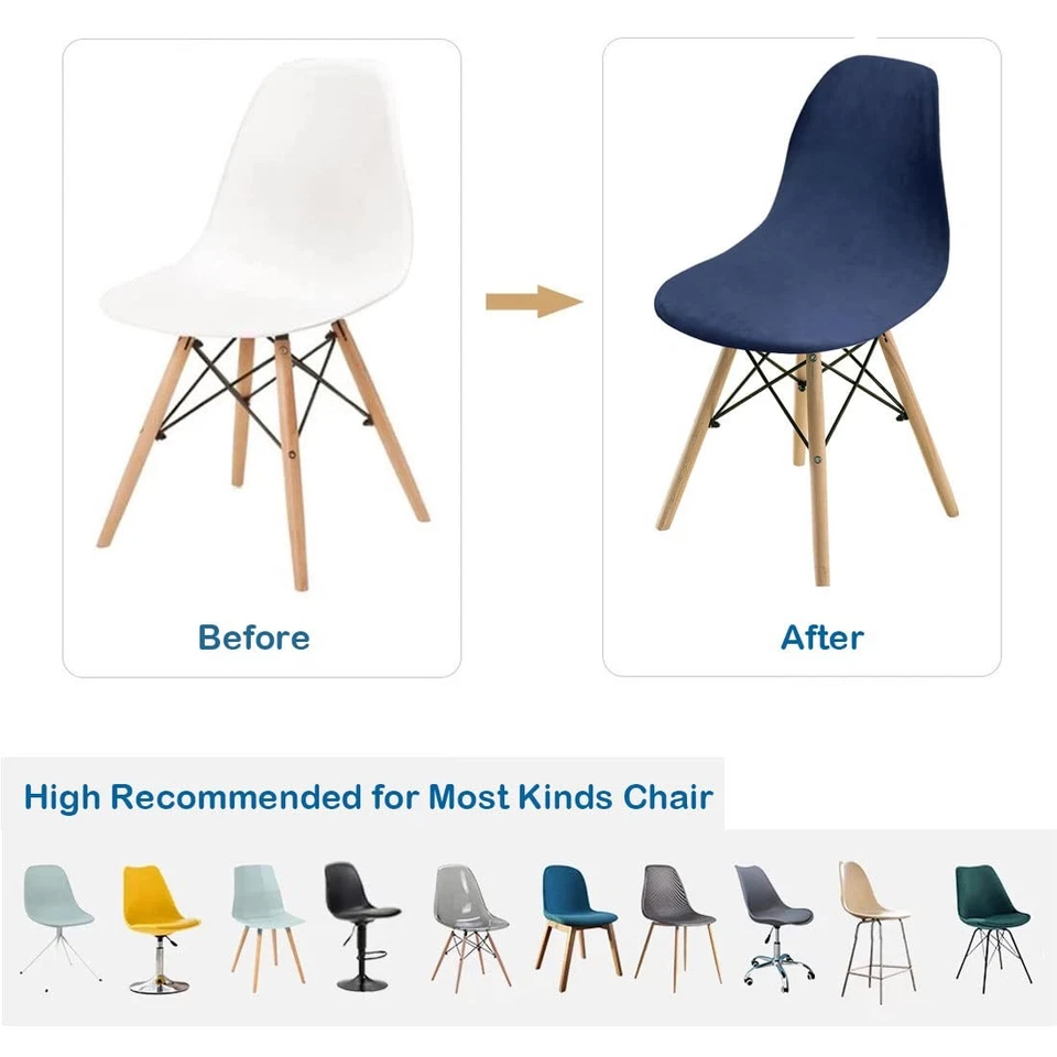 餐厅椅套 6 件套,贝壳天鹅绒套适用于中世纪 Mod... — 第 4/4 张图片