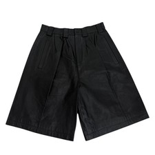 Vintage Leather Pleated Long Wide Leg Shorts Eclipse Size 9 Lined Pockets NEW