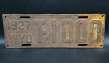 1927 Wyoming TRUCK License Plate # 1000