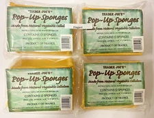 4 x Trader Joes 12 Count Pop-Up Sponges Made From Natural Vegetable Cellulose