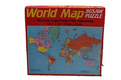 Vintage 1984 New Golden World Map Puzzle 4790 -  300 XL Pieces