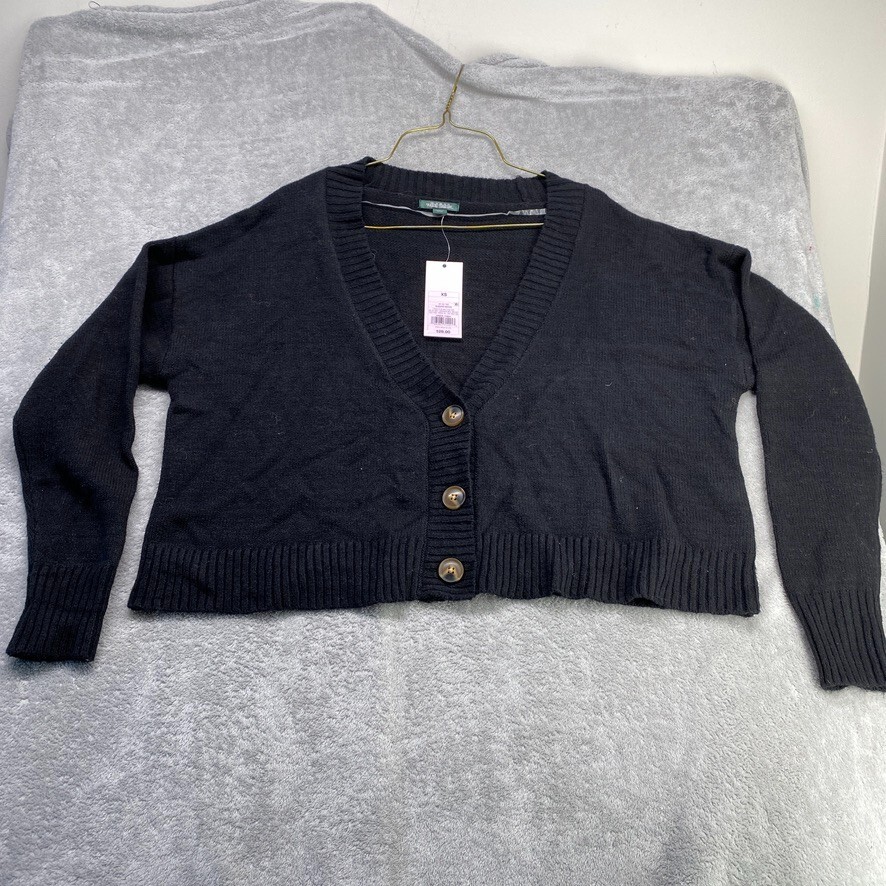 Wild fable Knitted Cropped Cardigan Sweater Size XS Black | eBay