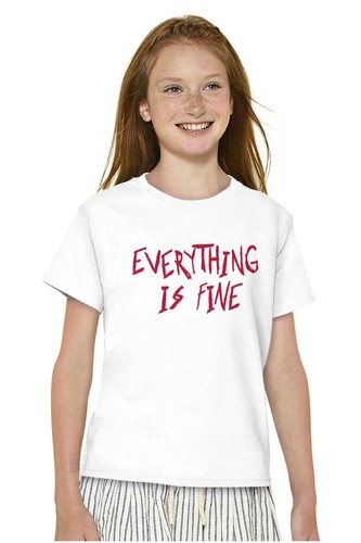 Funny Sarcastic Everything Is Fine Humor Youth Crewneck T Shirts Boy or Girl - Picture 3 of 7