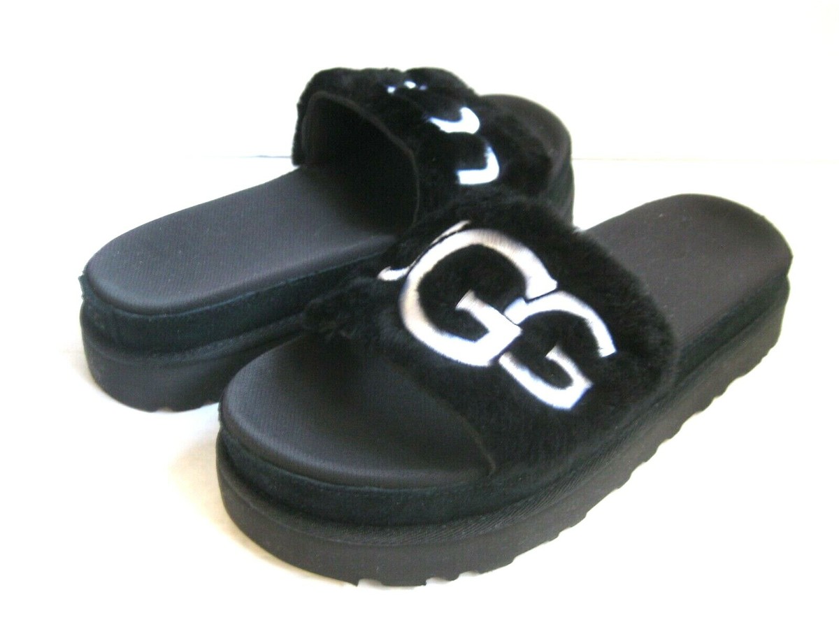 UGG LATON WOMEN FUR SLIDE BLACK US /UK /EU /JP 235