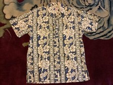 Vintage Nui Nalu Hawaiian Aloha Print Shirt Hibiscus/Ukulele men's medium