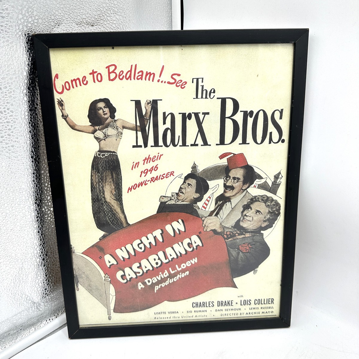 1940 Wood Frame Vintage Poster カサブランカ