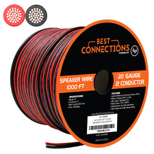 22 Gauge 1000 Feet Red Black Speaker Wire Audiopipe Zip Cable Copper Clad CCA