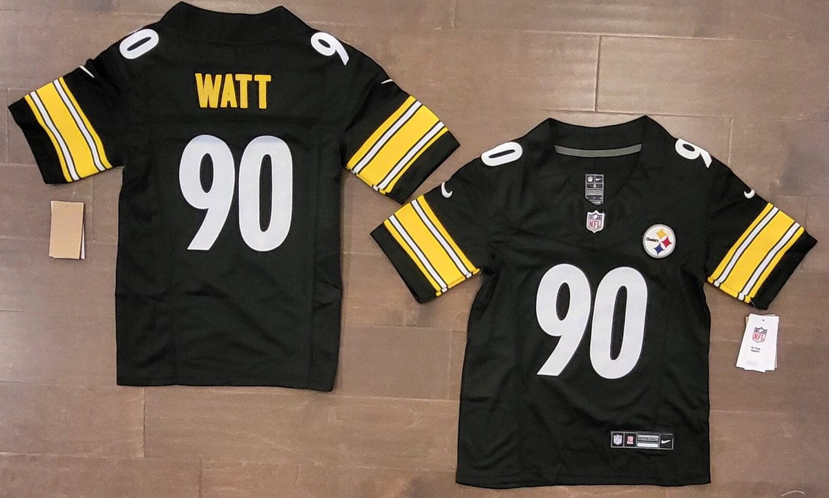 YOUTH Steelers #90 T.J. Watt Stitched Home Black Gameday Limited