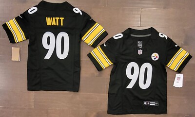 YOUTH Steelers #90 Watt Stitched Home Black Gameday Limited Jersey NWT 