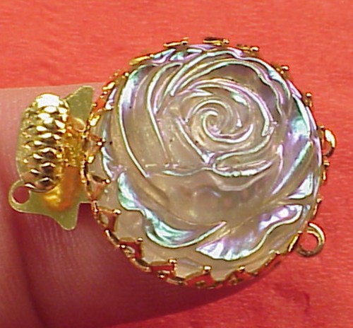Vintage 19mm Round Necklace Clasp Connector 2 Str Basket Iridescent Classic Rose
