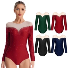 Womens Dancewear Sports Bodysuit Yoga Leotard Tops Unitard Athletic Activewear