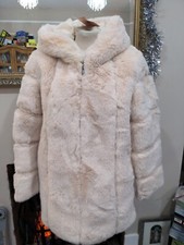Copperose Misspap Beautiful Hooded Cream Faux Fur Jacket Size S/m Bnwt