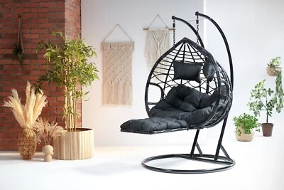 MAT-COMPANY Hängesessel Hängekorb Hängestuhl Hängeschaukel mit Gestell 2-Sitzer