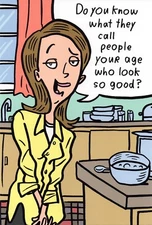 Funny Adult BIRTHDAY Card, Cartoon People Your Age Bitch by Sass Greetings + ✉