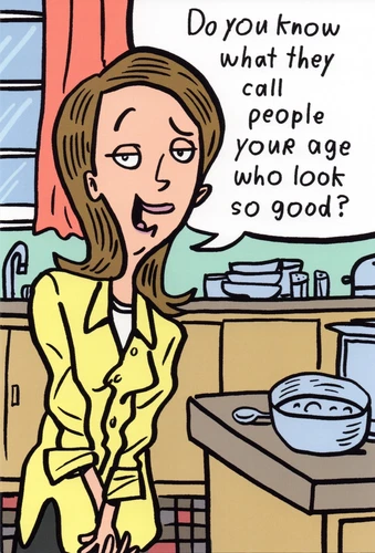 Funny Adult BIRTHDAY Card, Cartoon People Your Age Bitch by Sass Greetings + ✉
