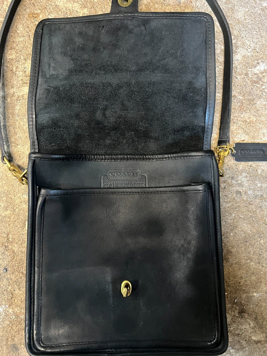 未使用級 希少品 黒 vintage coach old porch SUEDE Rare Vintage Coach Court Bag Black Leather 9870 | eBay