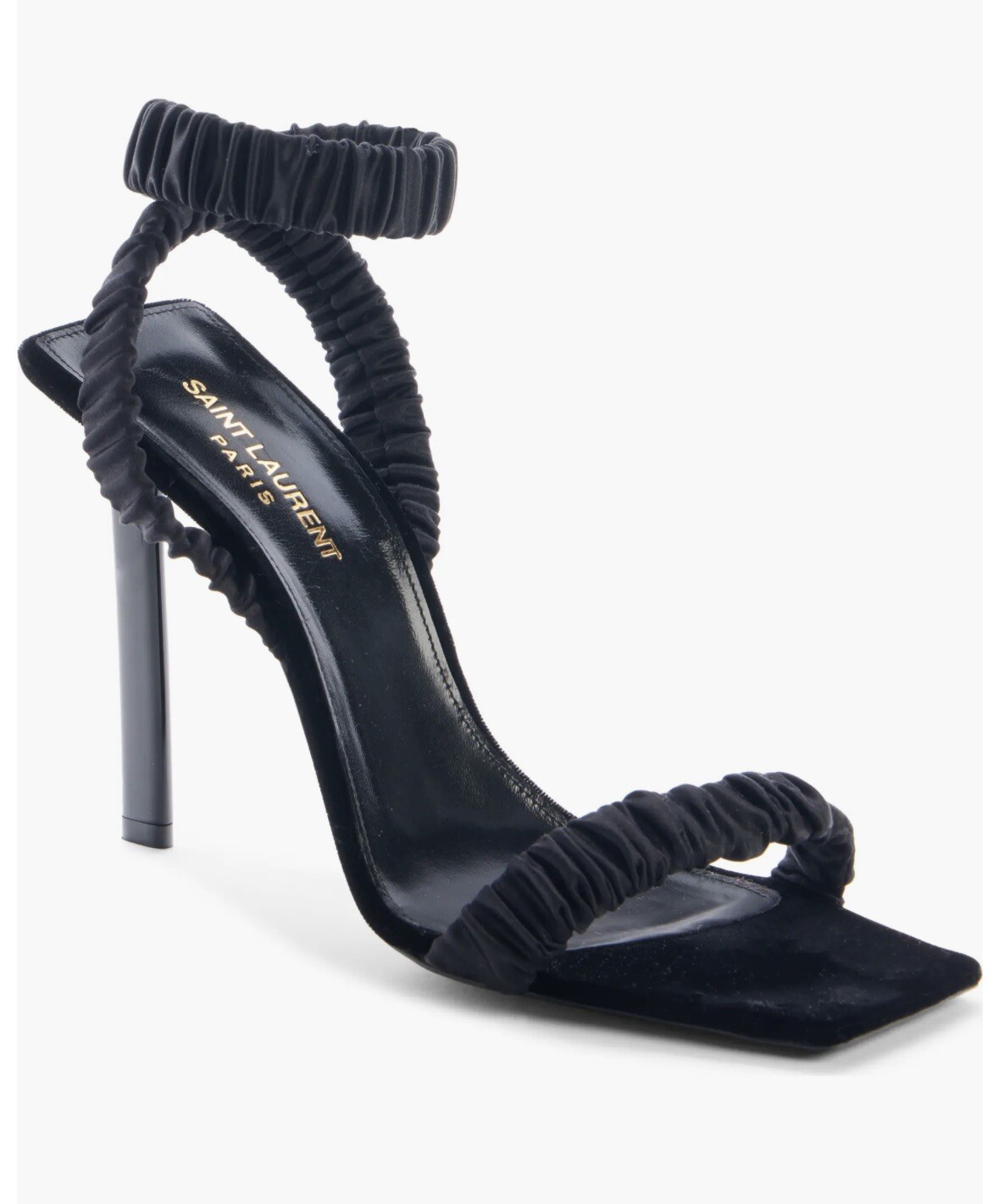 Sandali alla caviglia Saint Laurent Sin in crepe di raso nero $950 37