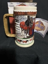 New 1999 Anheuser Busch Budweiser Clydesdales At Home Stein Mug W/box And COA