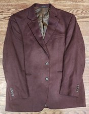 Mens LAUREN Ralph Lauren Burgandy Faux Suede Sport Jacket Blazer sz 42R