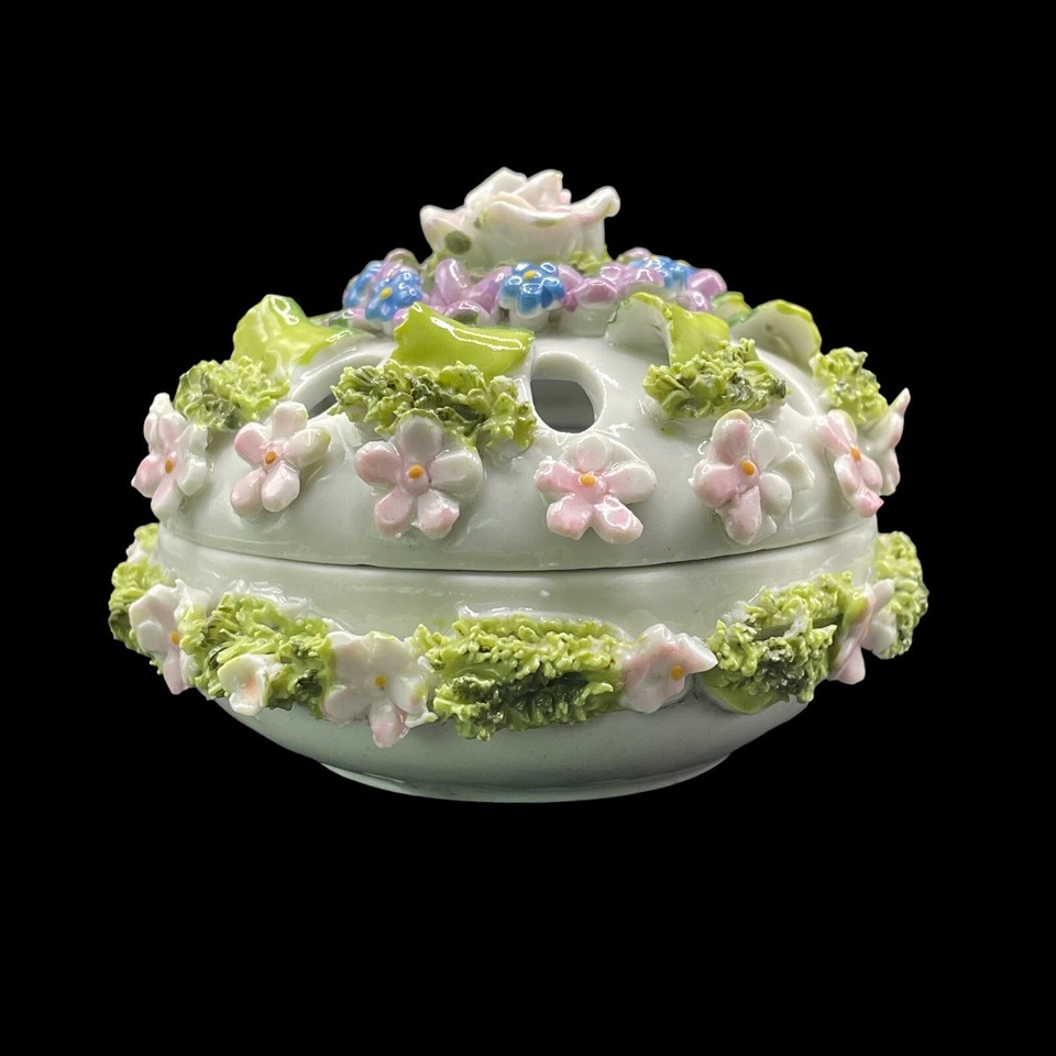 Vintage Elfinware Porcelain Potpourri Incense German Mossware Floral ...