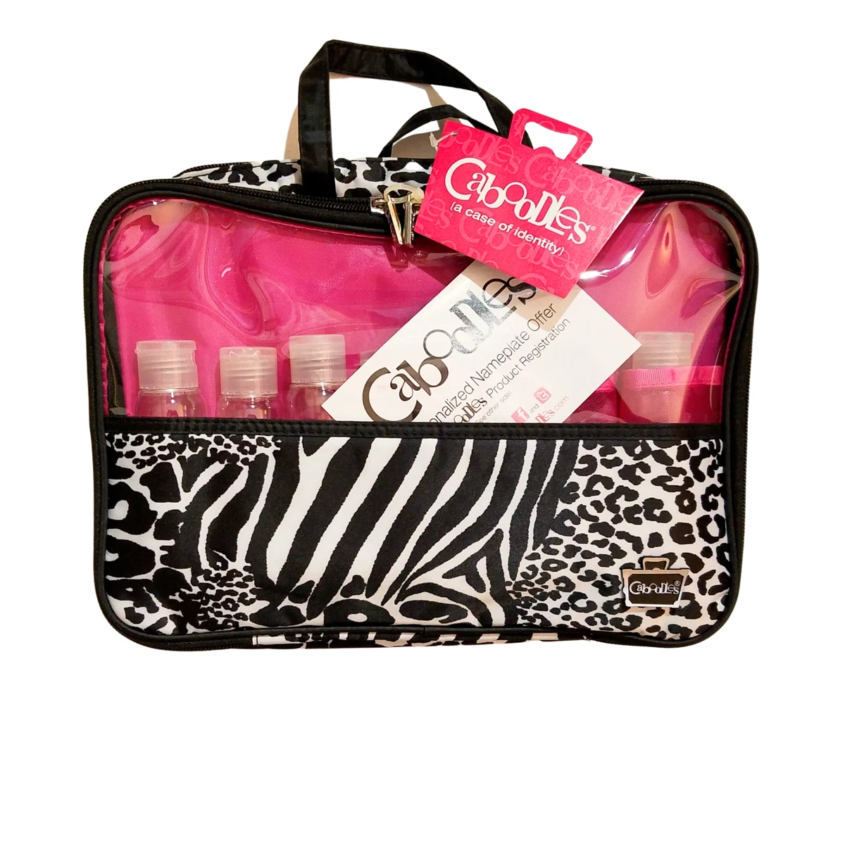 Caboodles Womens Weekender Travel Zebra Cheetah Black White Pink