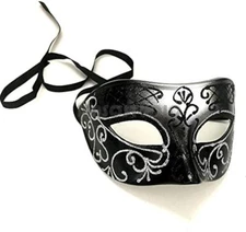 Black Silver Masquerade Ball Mask Pair Cosplay Prom Dance Birthday Party Wear