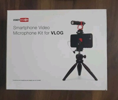 Uskey Vision VLOG K2 Black With Light Smartphone Video Microphone Kit Used