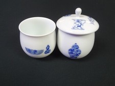 Fukagawa Japanese Tea Cup Blue China Porcelain Dinnerware Kitchen