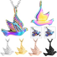 Stainless Steel Fly Hummingbird Urn Pendant Necklace for Cremation Ashe Keepsake