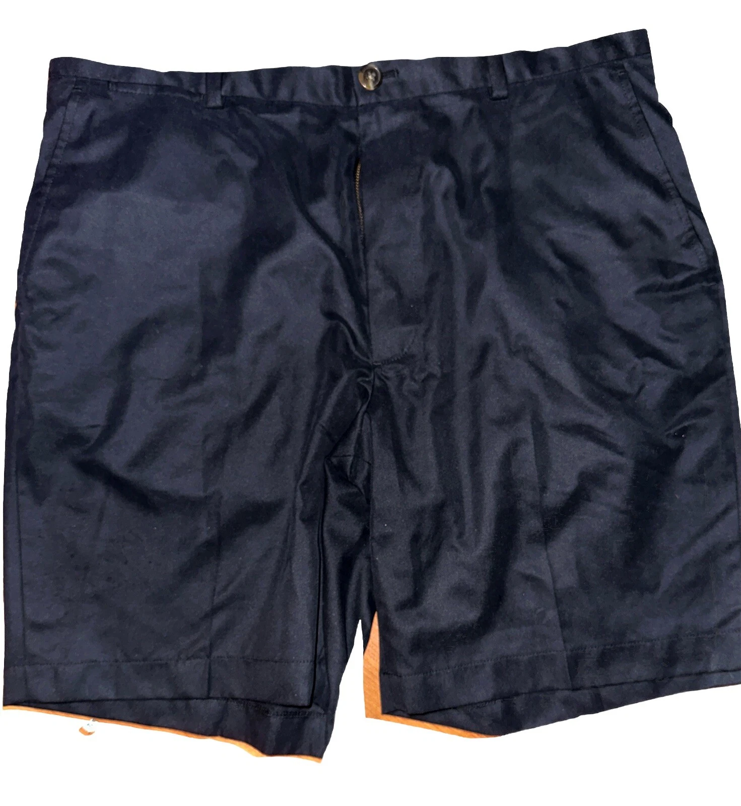 BROOKS BROTHERS MENS SHORTS 38 8" INSEAM NAVY BLUE CHINO RELAXED PLEATED COTTON