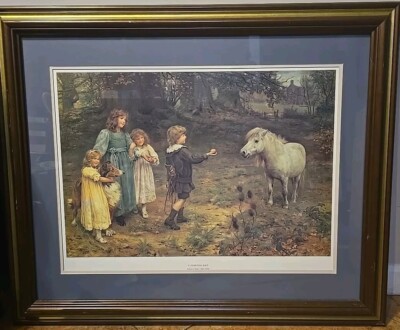 A Tempting Bait Arthur John Elsley 1960s Print of 1908 painting 34x28 SIGNED