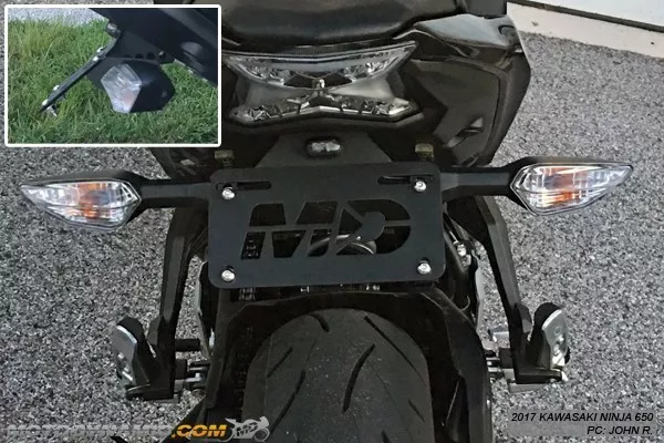 Fits 2017 2024 Kawasaki Ninja 650 Z650 Fender Eliminator Tidy Tail w LED Light