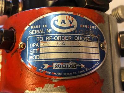 CAV 4CYL FUEL INJ PUMP 3240448 — PERKINS A4.107 — FERGUSON MF  