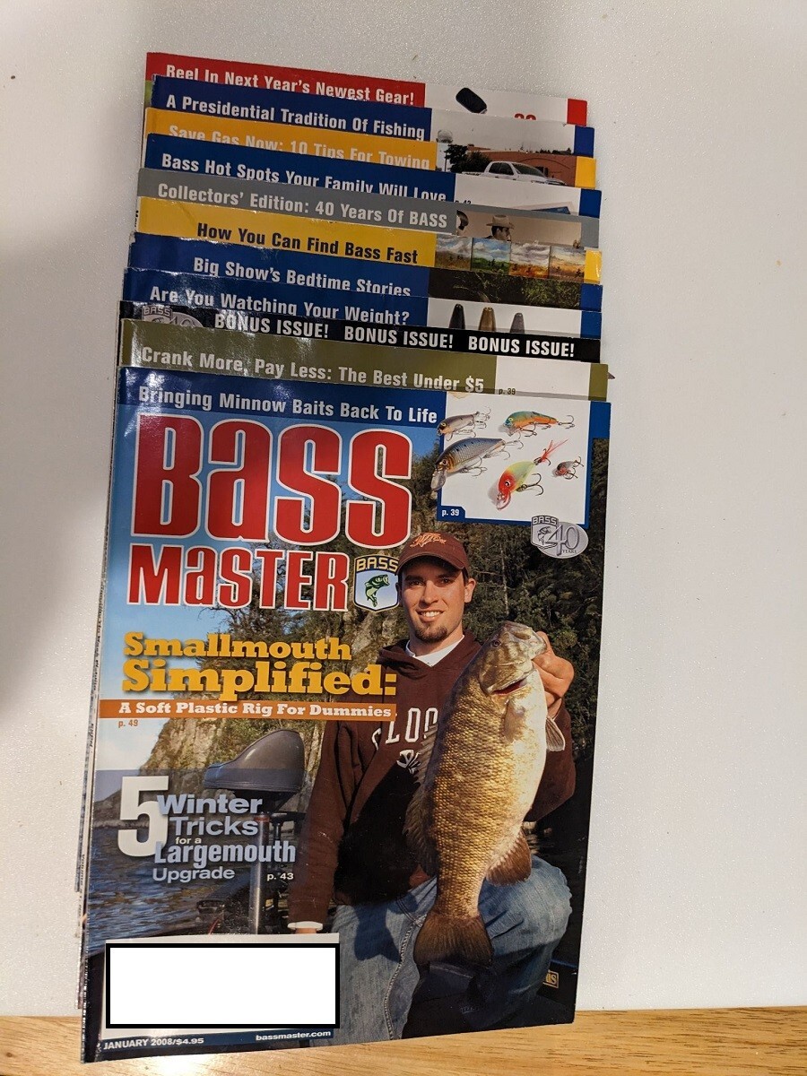 Vintage Bassmaster Magazine Lot, Complete 11 Volume Set = 2008 Bass